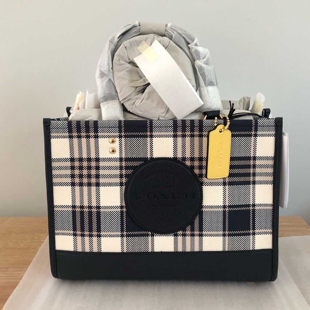 Coach Dempsey Carryall With Garden Plaid Print